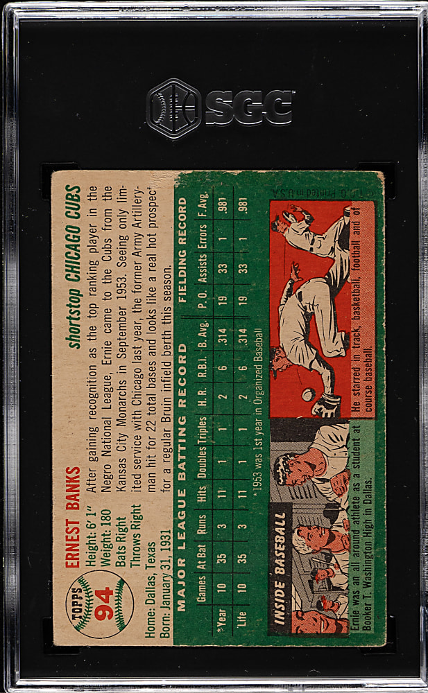 1954 Topps #94 Ernie Banks Rookie SGC VG 3