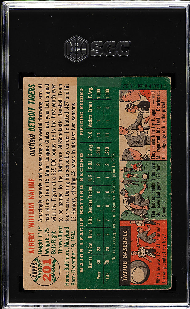 1954 Topps #201 Al Kaline Rookie SGC FAIR 1.5