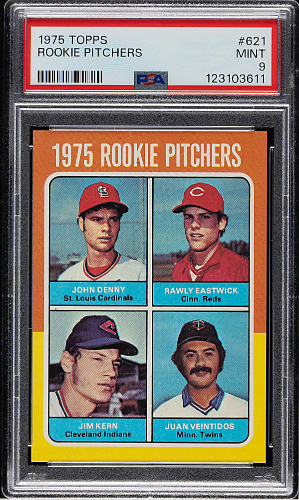 1975 Topps #621 Denny/Eastwick/Kern/Veintidos PSA MINT 9