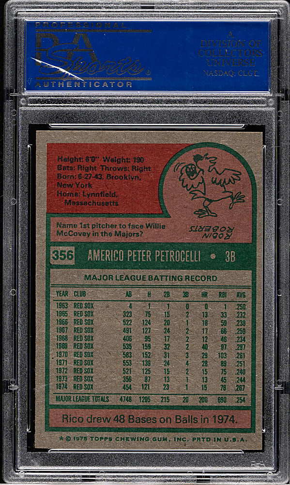 1975 Topps #356 Rico Petrocelli PSA MINT 9
