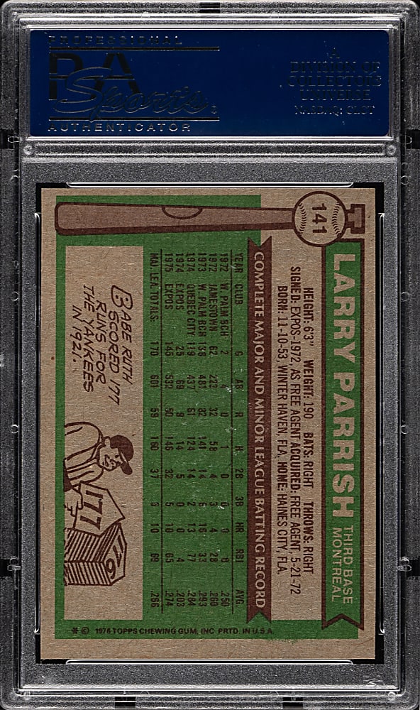 1976 Topps #141 Larry Parrish PSA GEM MINT 10