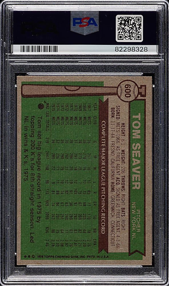 1976 Topps #600 Tom Seaver PSA MINT 9