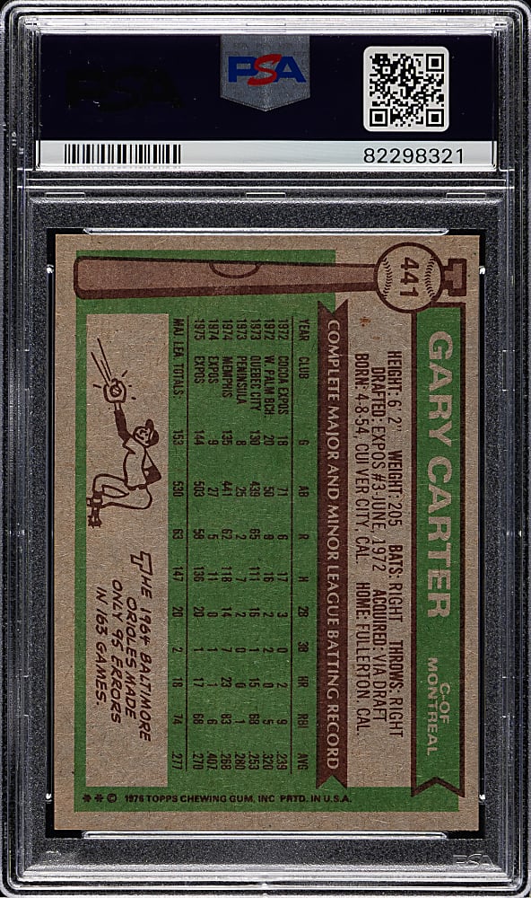 1976 Topps #441 Gary Carter PSA MINT 9