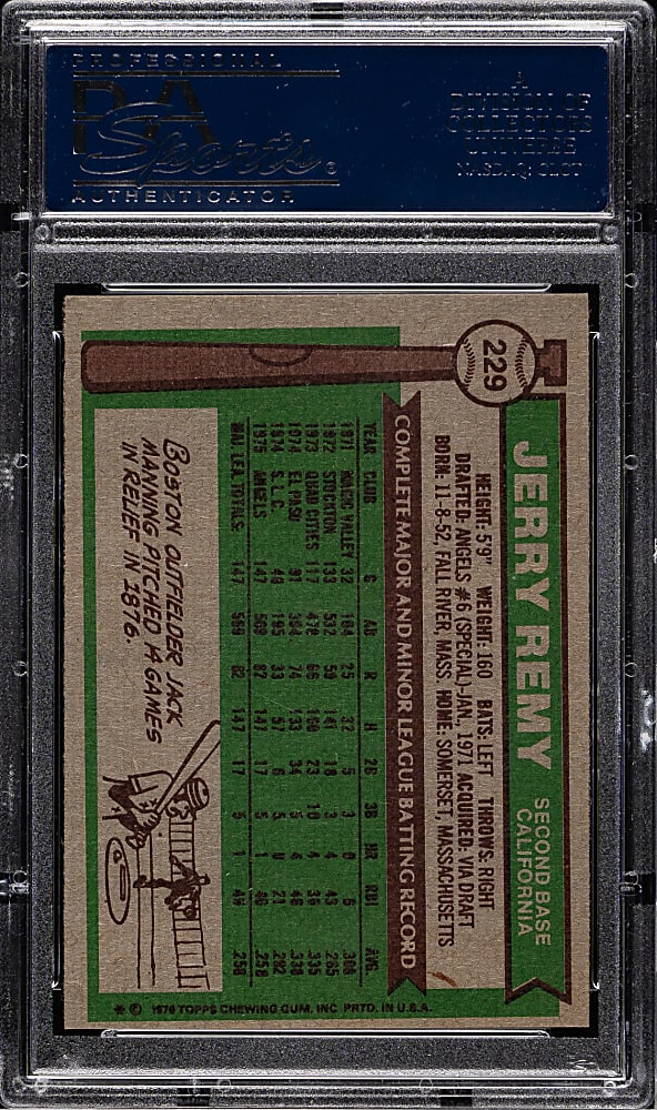 1976 Topps #229 Jerry Remy PSA MINT 9