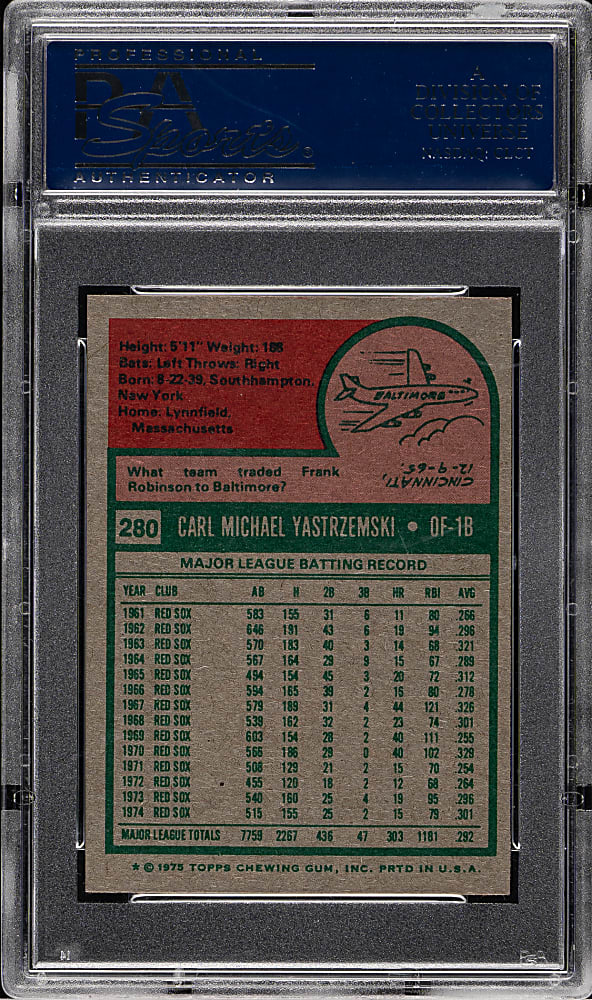 1975 Topps Mini #280 Carl Yastrzemski PSA MINT 9