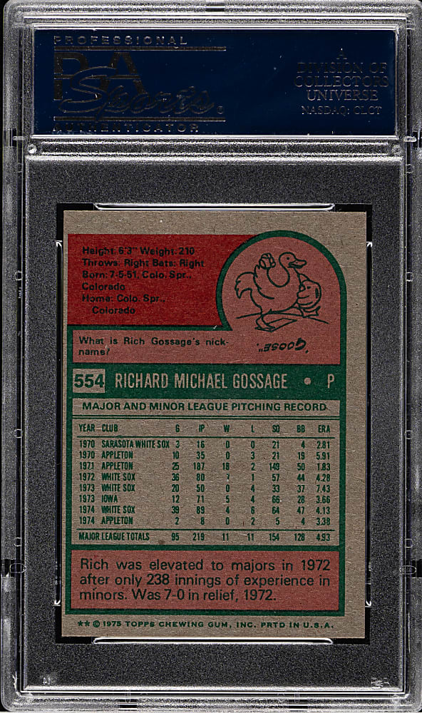 1975 Topps Mini #554 Rich Gossage PSA NM-MT 8