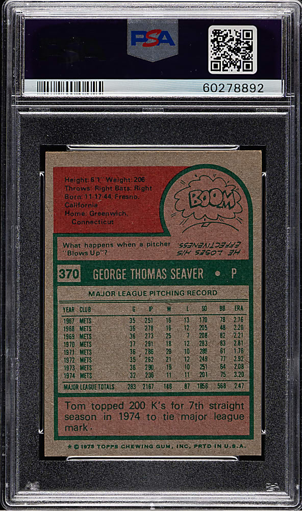1975 Topps Mini #370 Tom Seaver PSA NM-MT 8