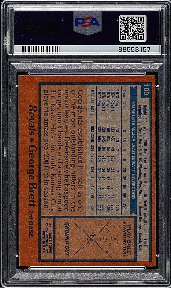 1978 Topps #100 George Brett PSA MINT 9