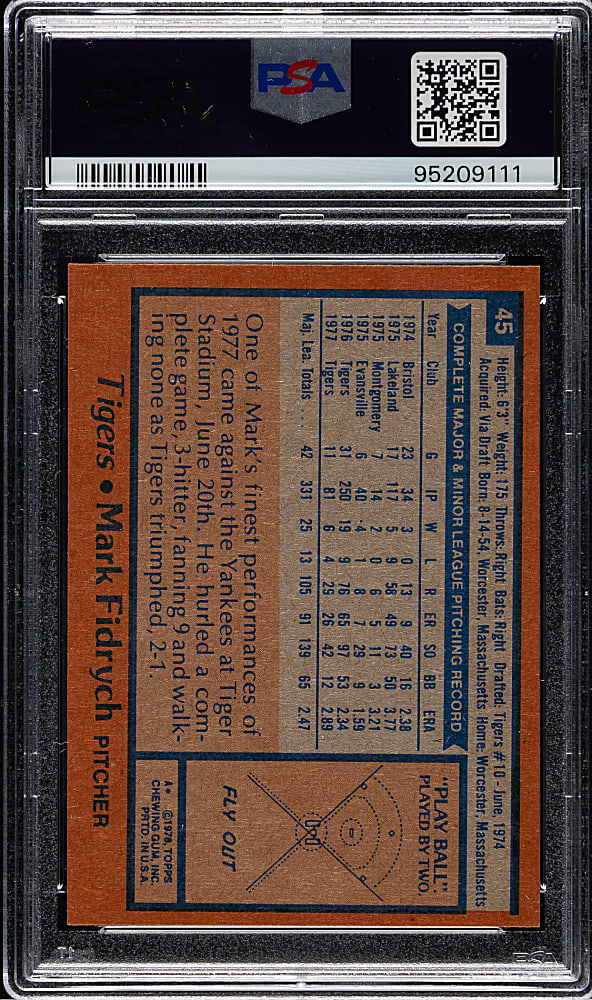 1978 Topps #45 Mark Fidrych PSA MINT 9