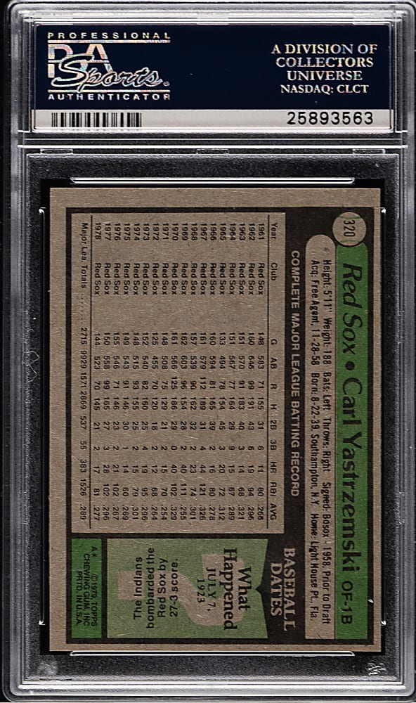 1979 Topps #320 Carl Yastrzemski PSA MINT 9