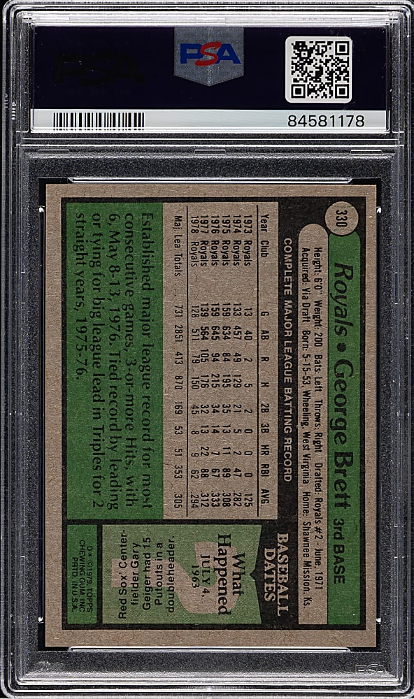 1979 Topps #330 George Brett PSA MINT 9