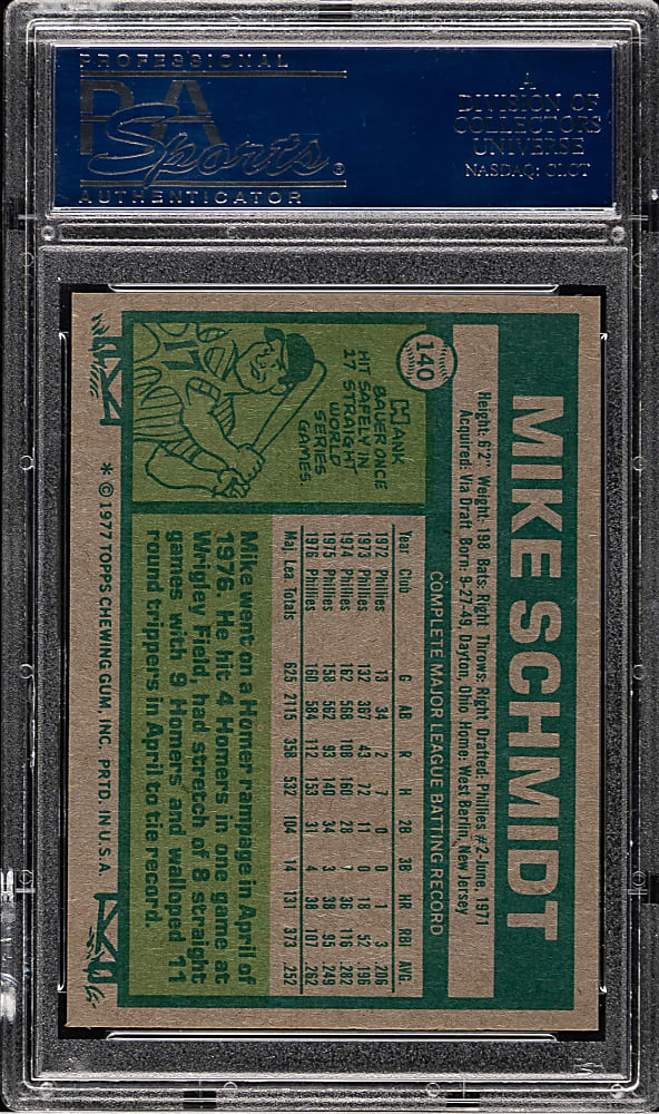 1977 Topps #140 Mike Schmidt PSA MINT 9