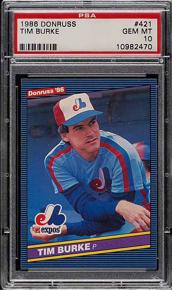 1986 Donruss #421 Tim Burke PSA GEM MINT 10