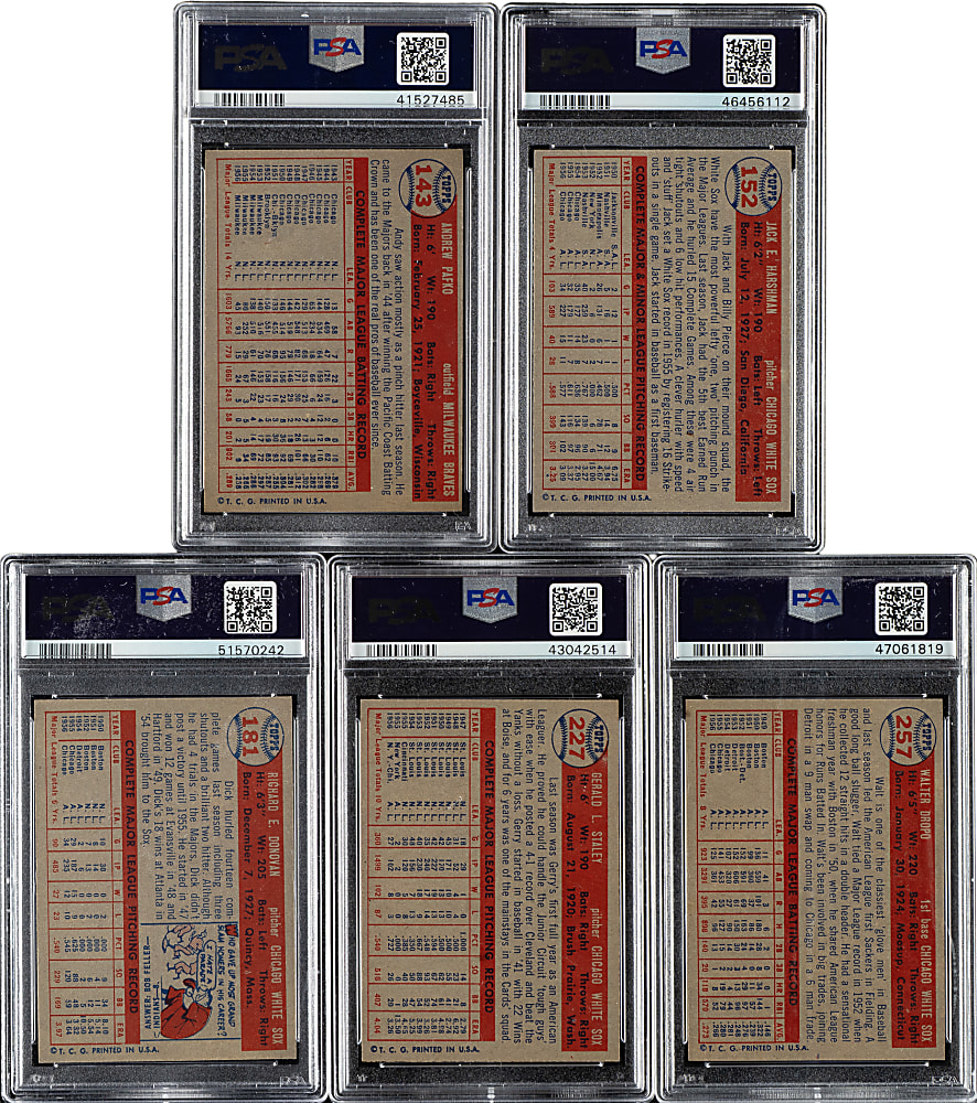 1957 Topps PSA-Graded Collection (5)