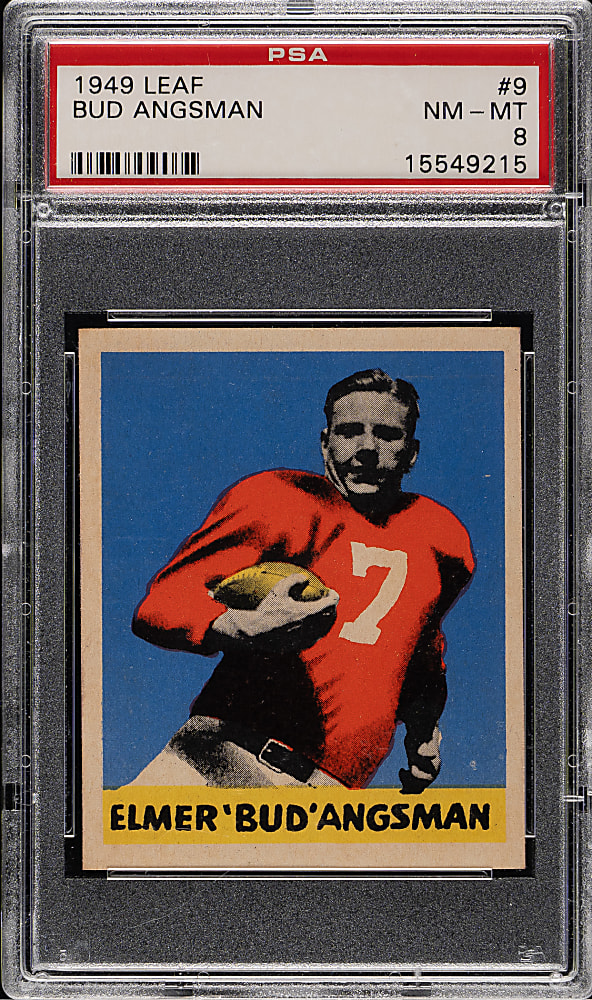 1949 Leaf Football #9 Bud Angsman PSA NM-MT 8