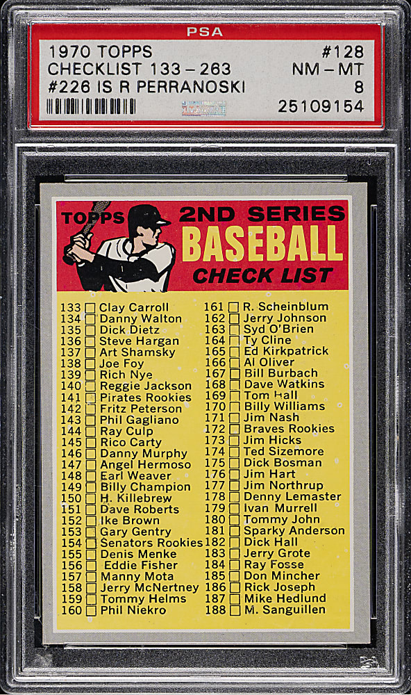 1970 Topps #128 Checklist PSA NM-MT 8