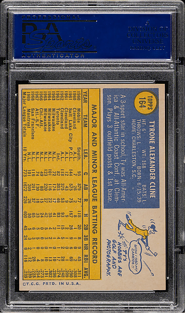 1970 Topps #164 Ty Cline PSA MINT 9