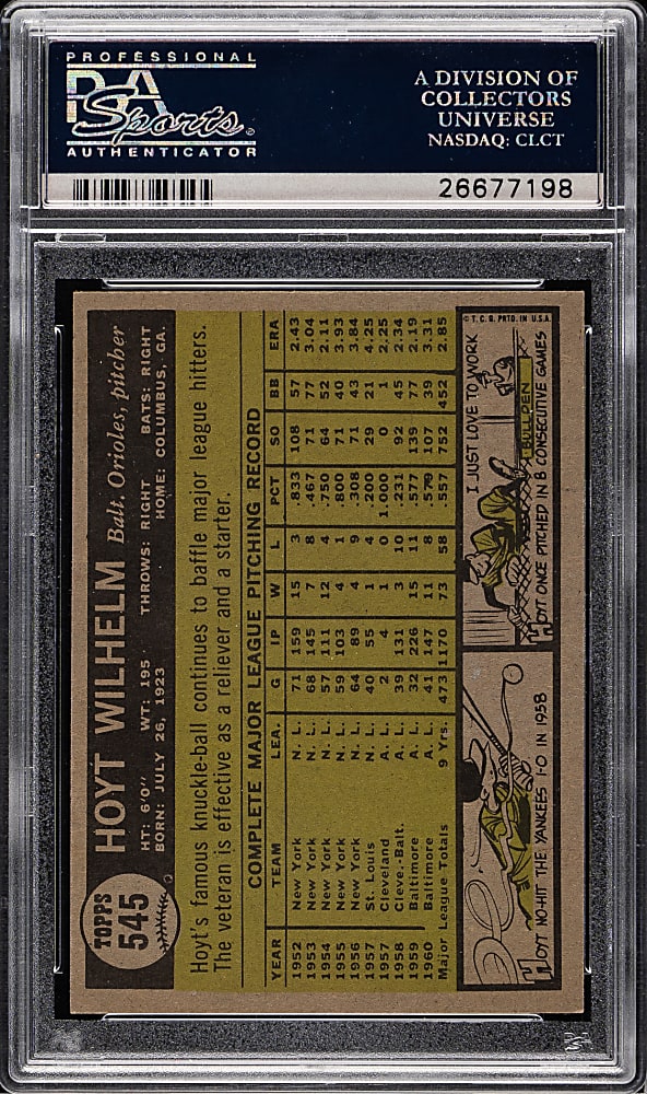 1961 Topps #545 Hoyt Wilhelm PSA NM-MT 8