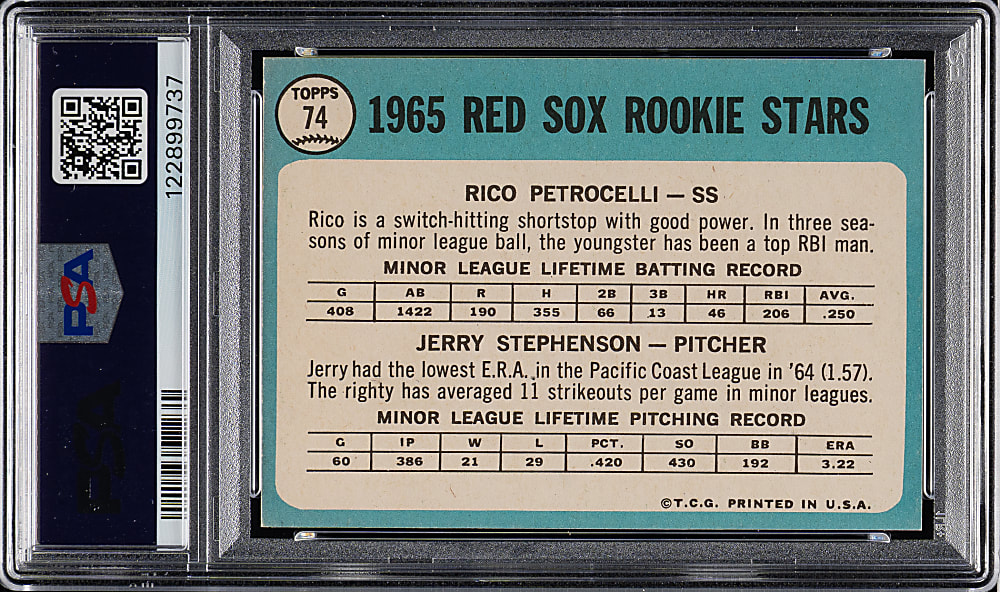1965 Topps #74 Rico Petrocelli Rookie PSA MINT 9