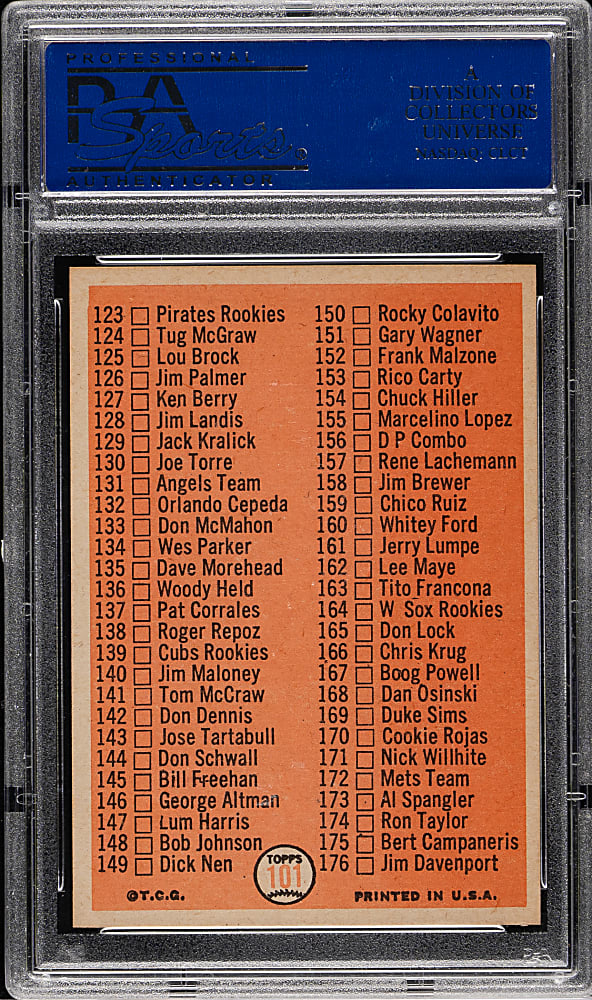 1966 Topps #101 Checklist (#115 Warren Spahn) PSA MINT 9