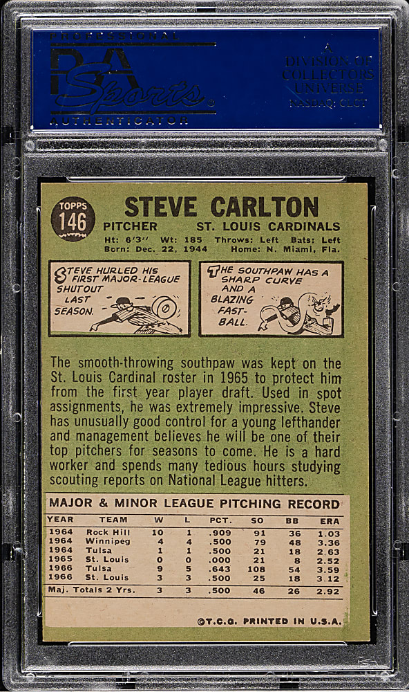 1967 Topps #146 Steve Carlton PSA NM-MT 8