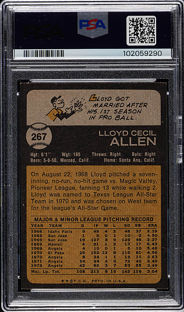 1973 Topps #267 Lloyd Allen PSA MINT 9