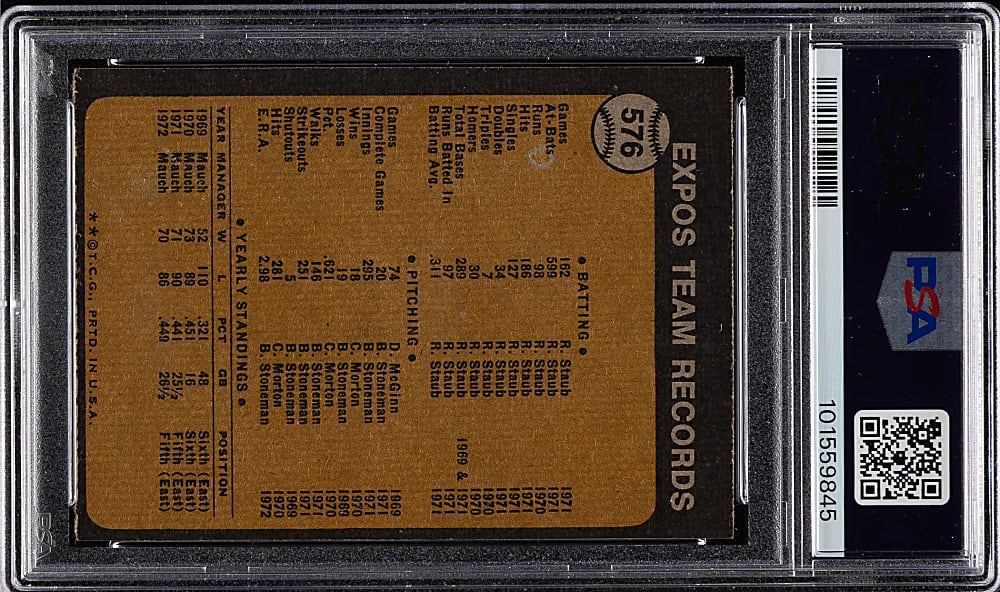 1973 Topps #576 Montreal Expos Team PSA MINT 9