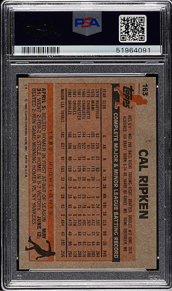 1983 Topps #163 Cal Ripken Jr. PSA GEM MINT 10