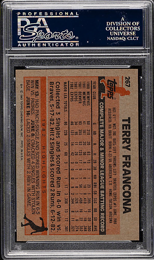 1983 Topps #267 Terry Francona PSA GEM MINT 10