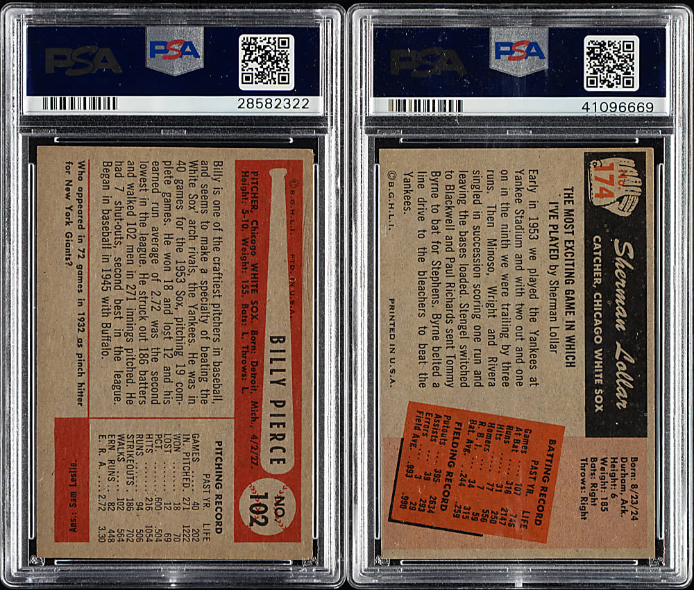 1954 and 1955 Bowman PSA-Graded Pair: Bill Pierce and Sherman Lollar