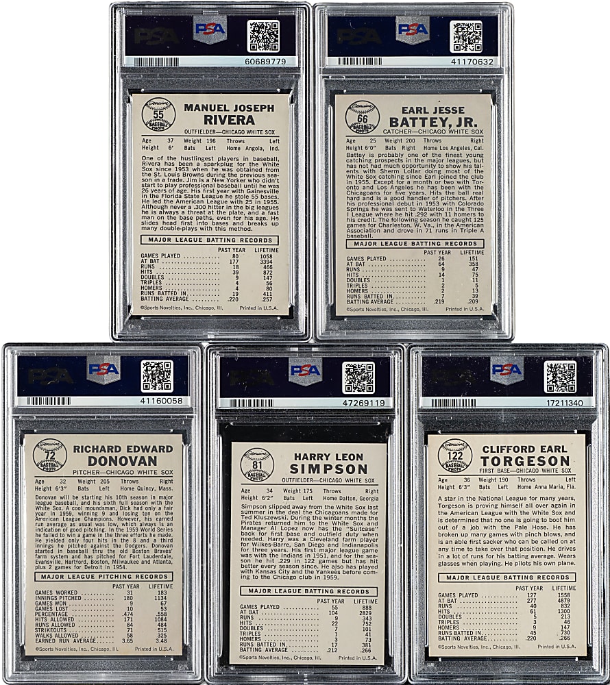 1960 Leaf PSA NM-MT 8 Collection (5)