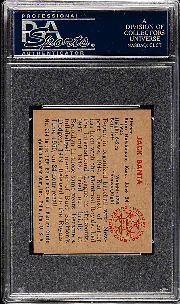 1950 Bowman #224 Jack Banta PSA NM-MT 8