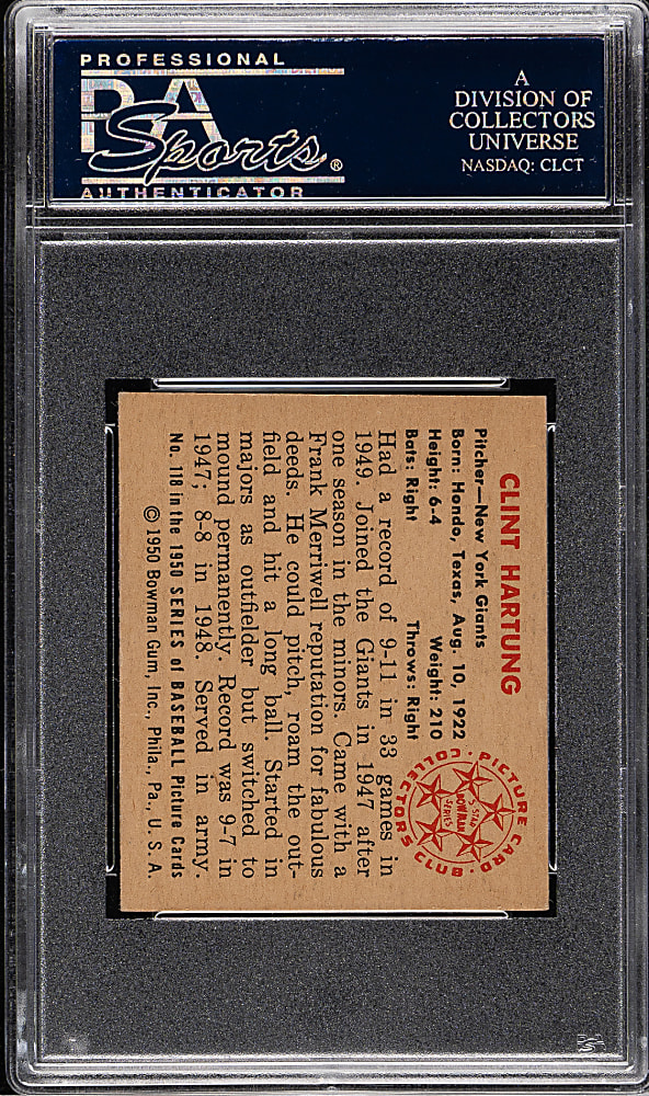 1950 Bowman #118 Clint Hartung PSA NM-MT 8