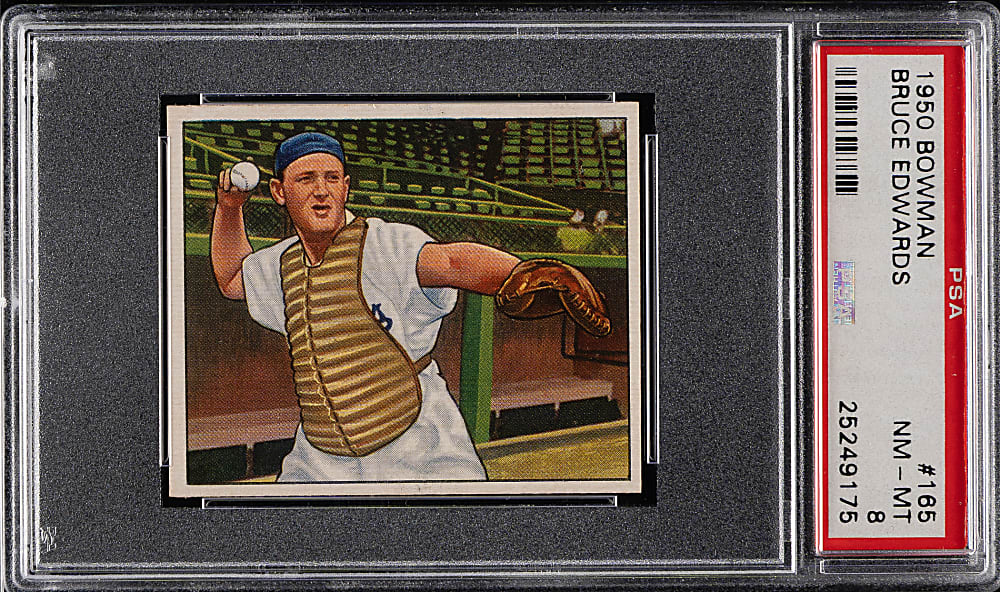 1950 Bowman #165 Bruce Edwards PSA NM-MT 8