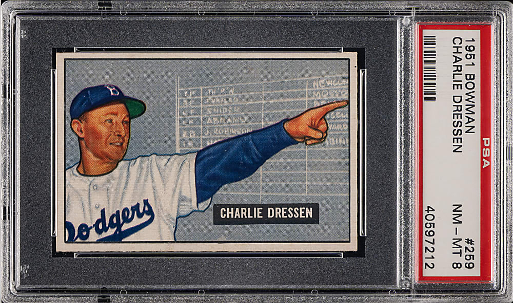 1951 Bowman #259 Charlie Dressen PSA NM-MT 8
