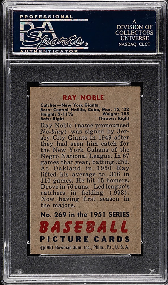 1951 Bowman #269 Ray Noble PSA NM-MT 8