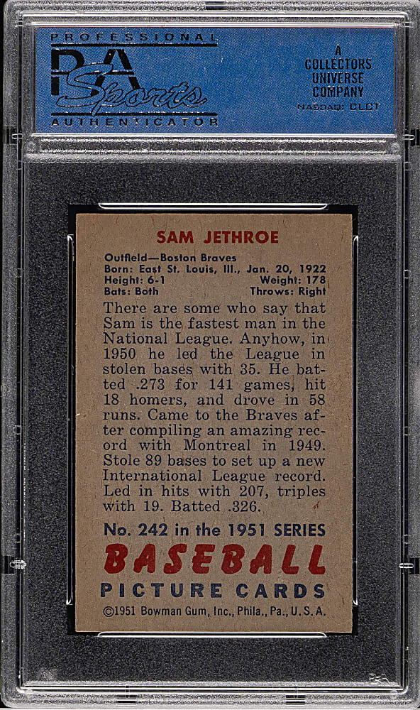 1951 Bowman #242 Sam Jethroe PSA NM-MT 8