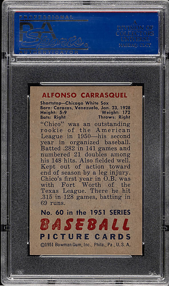 1951 Bowman #60 Alfonso Carrasquel PSA NM-MT 8