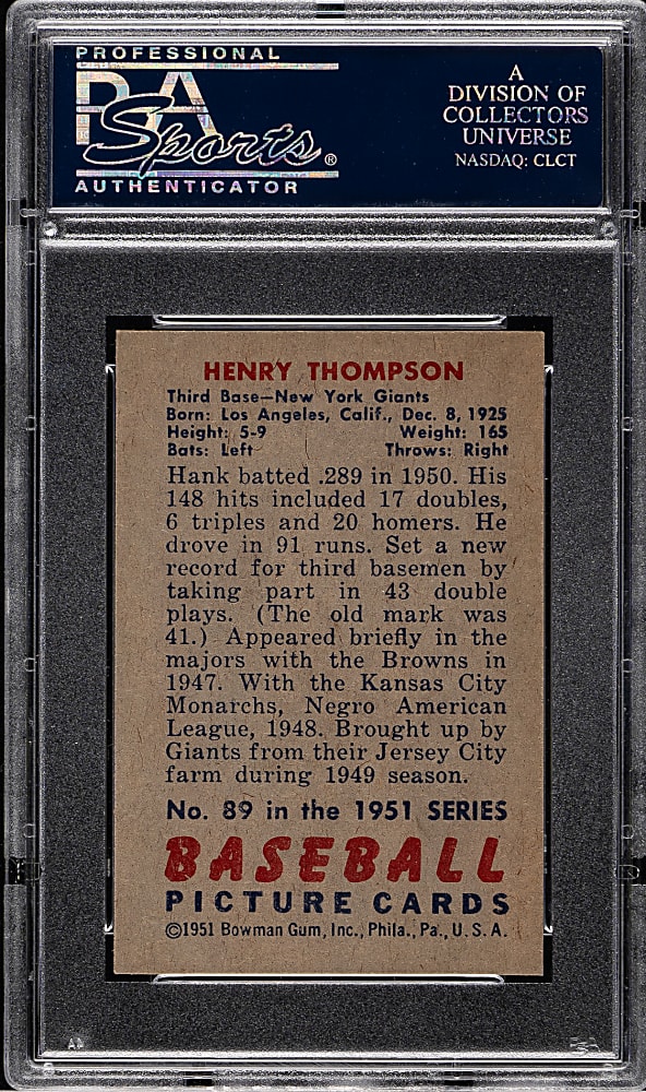 1951 Bowman #89 Henry Thompson PSA NM-MT 8