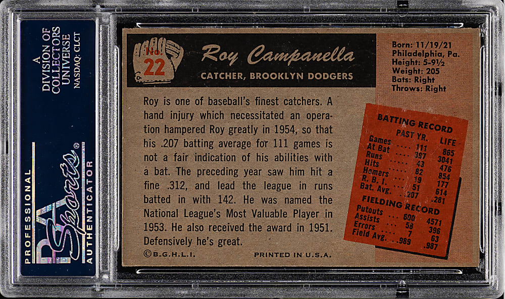 1955 Bowman #22 Roy Campanella PSA NM 7
