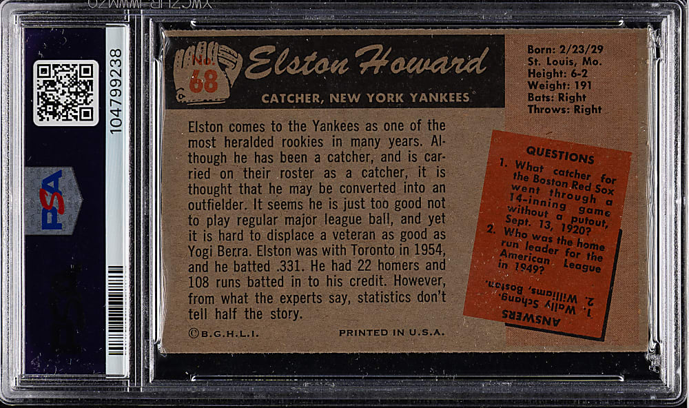 1955 Bowman #68 Elston Howard PSA NM 7