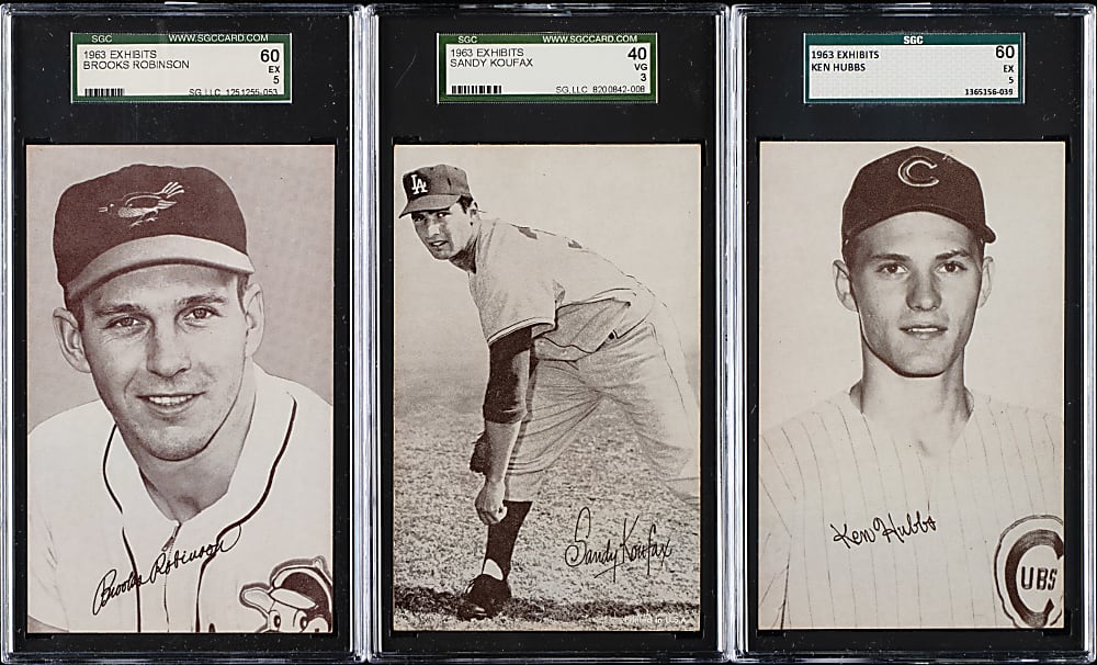 1963 Exhibits SGC-Graded Trio: Brooks Robinson, Sandy Koufax, and Ken Hubbs