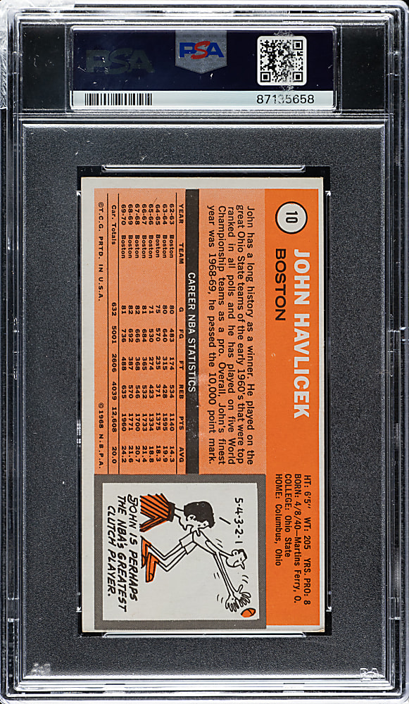 1970-1971 Topps Basketball #10 John Havlicek PSA EX-MT 6