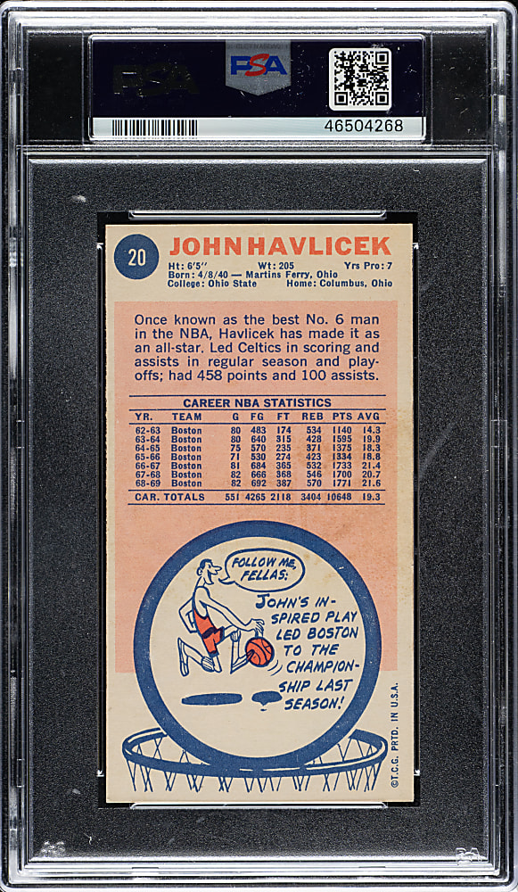 1969-1970 Topps Basketball #20 John Havlicek Rookie PSA VG-EX 4