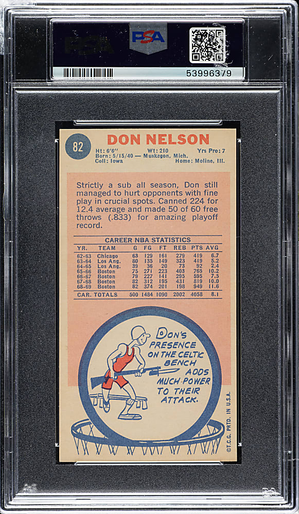 1969-1970 Topps Basketball #82 Don Nelson Rookie PSA NM 7
