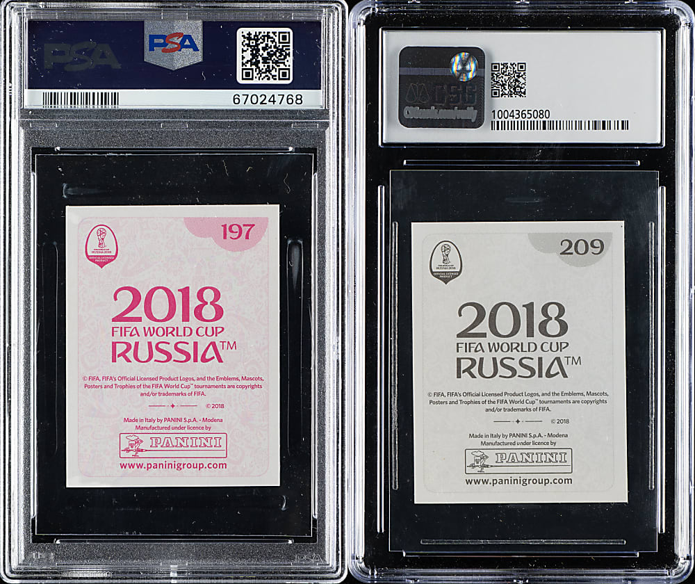 2018 Panini FIFA World Cup Stickers Soccer Kylian Mbappe PSA- and CSG-Graded Pair