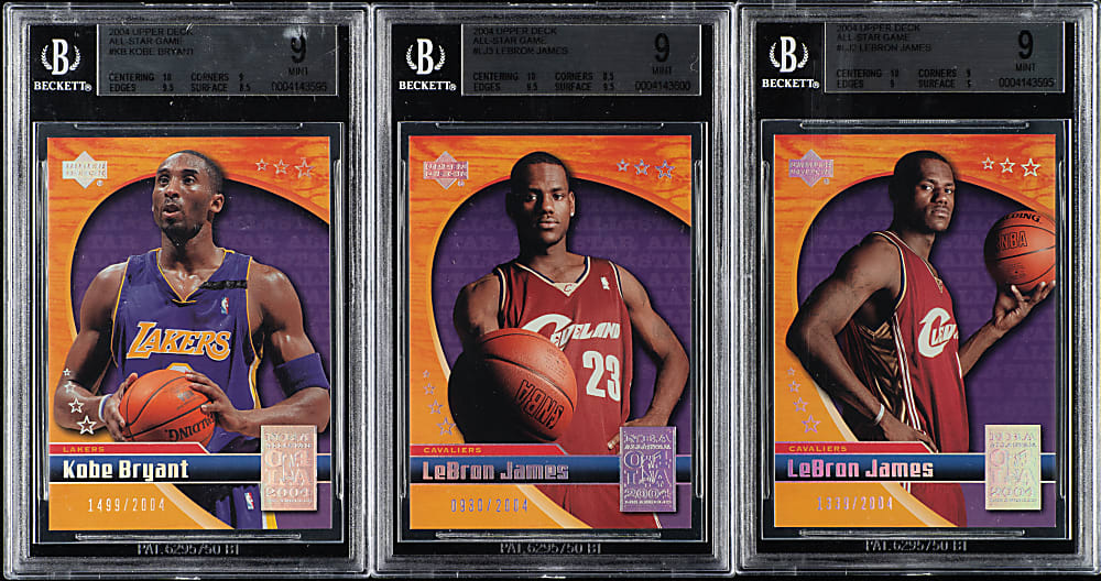 2003-2004 Upper Deck All-Star Game Basketball BGS MINT 9 Trio: Kobe Bryant and LeBron James