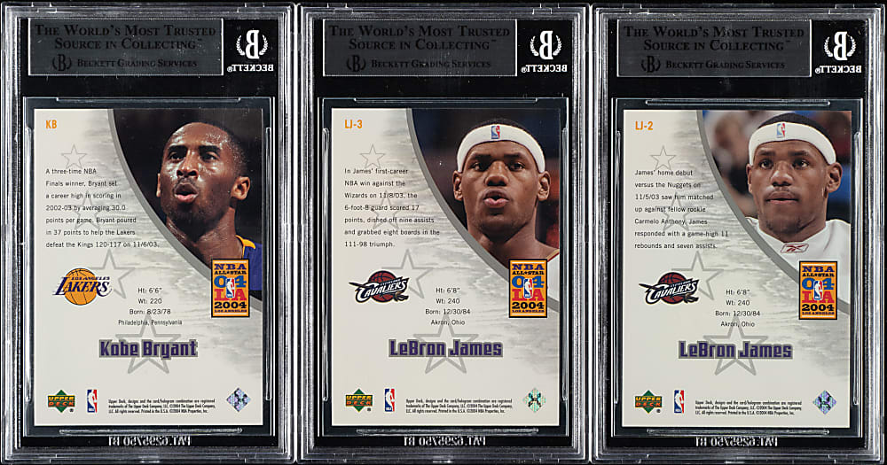 2003-2004 Upper Deck All-Star Game Basketball BGS MINT 9 Trio: Kobe Bryant and LeBron James
