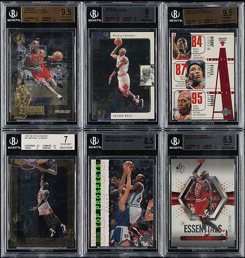 1995 to 2004 Upper Deck Basketball Michael Jordan BGS-Graded Collection (6)