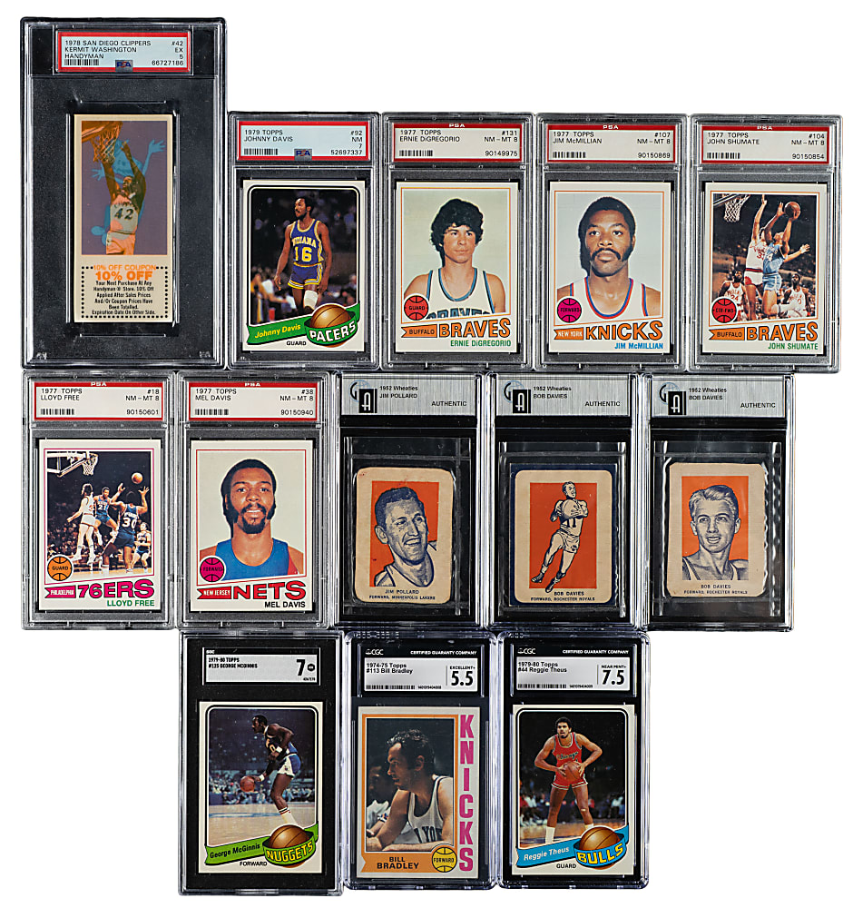1952 to 1979 Topps and Wheaties Basketball SGC-, BVG-, and PSA-Graded Collection (17)